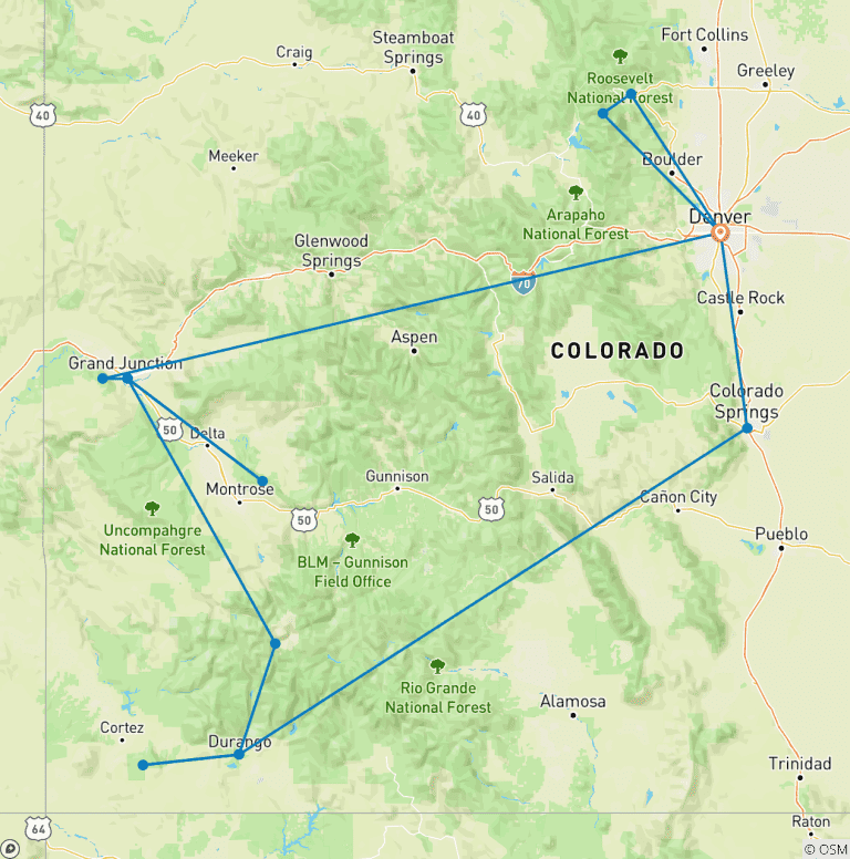 Map of Historic Trains of the Colorado Rocky Mountains