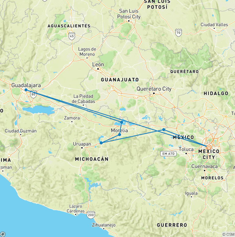 Map of Capitals of Mexico