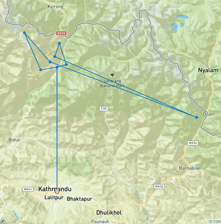 Map of Tamang Heritage Trail Trek