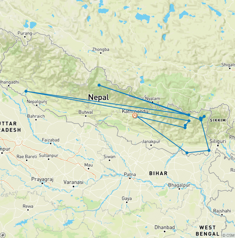Map of Lumba Sumba Pass Trek - 21 Days
