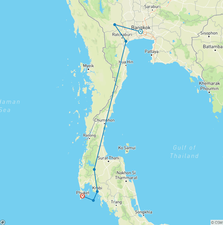 Map of Backpacking Thailand 19 Days - Classic
