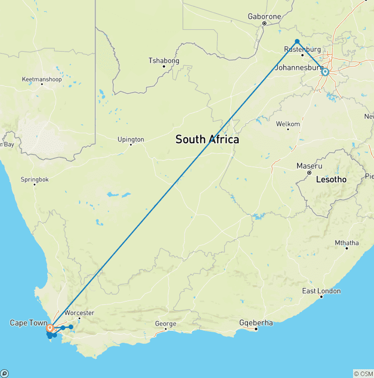 Map of Vibrant South Africa: Nature, Wild Life and Adventure