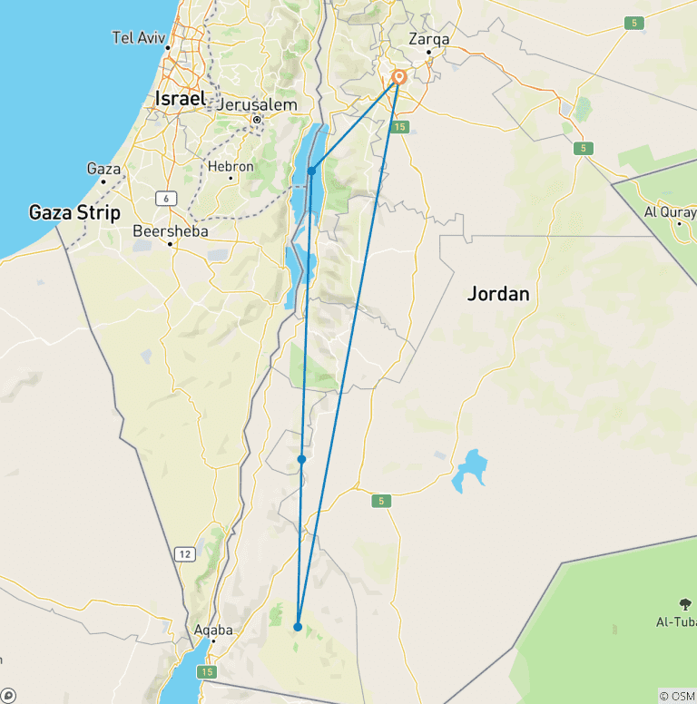 Map of Jordan Short Break: Amman, Petra & Wadi Rum (Original)