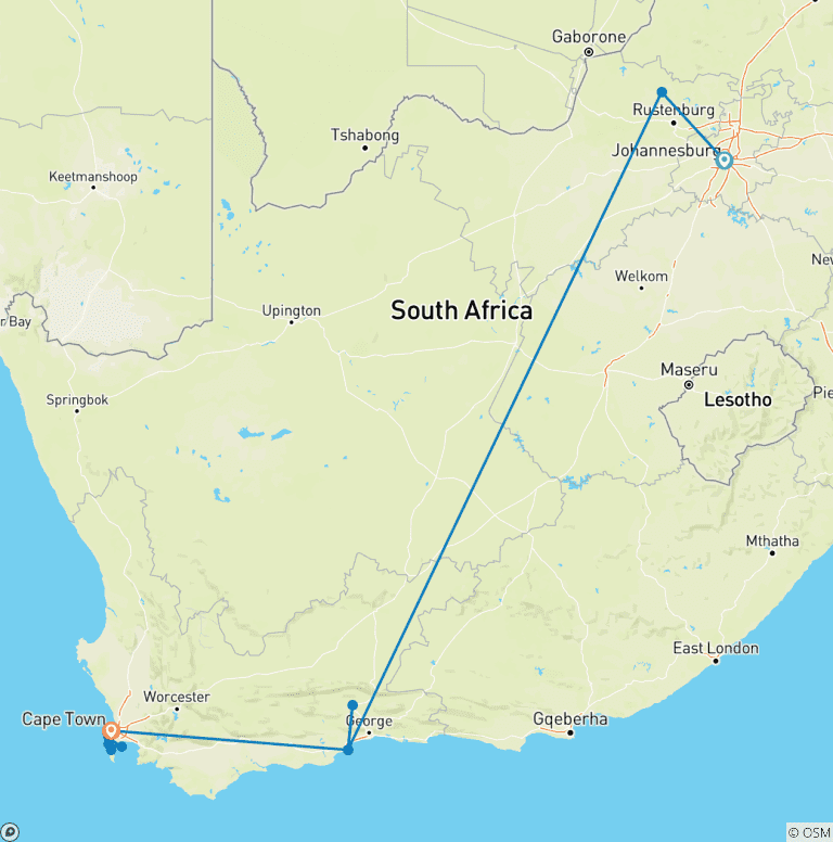Map of Nature’s Wonders: 9 Days of Safari and Coastal Bliss in South Africa