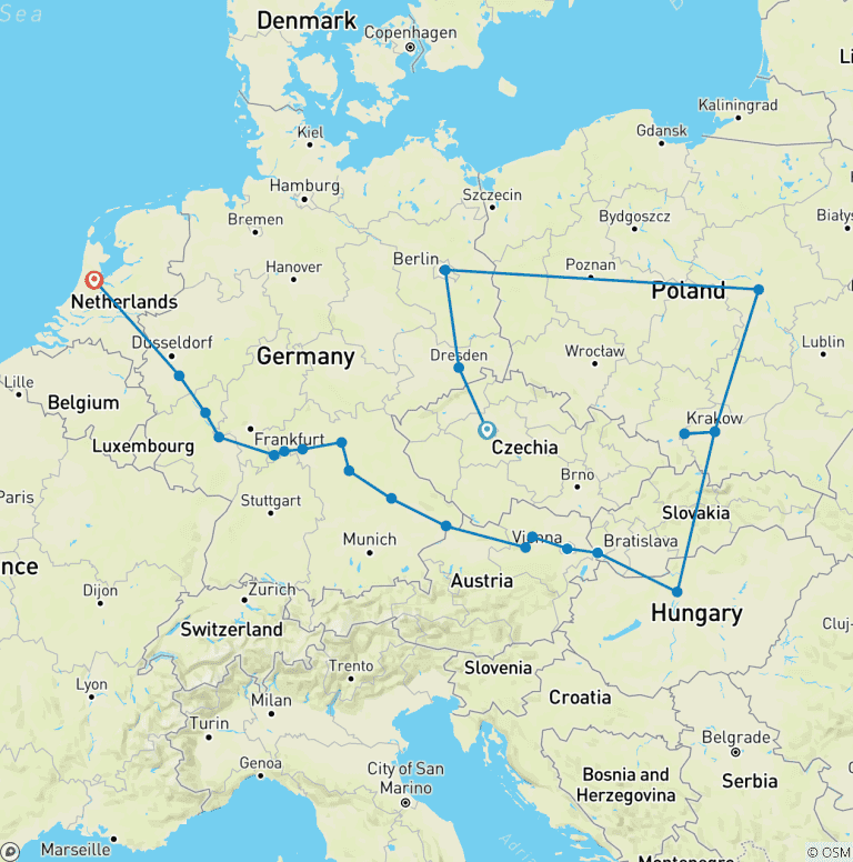 Map of Eastern European Escapade & Splendours of Europe 2026