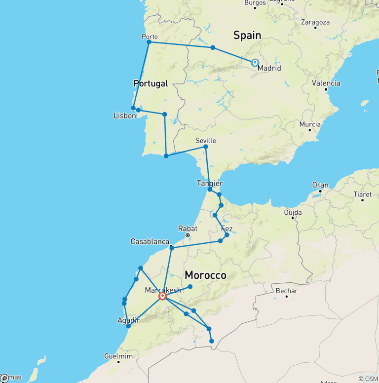 Map of Spain, Portugal & Morocco Encompassed