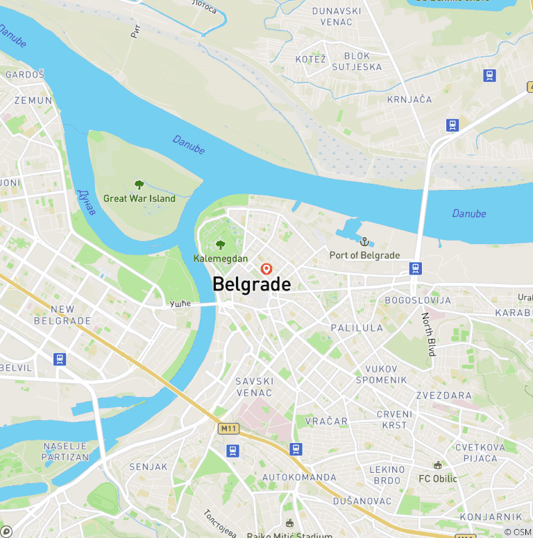 Map of 4 Day Self Guided Belgrade, Serbia at Hotel Bohemian