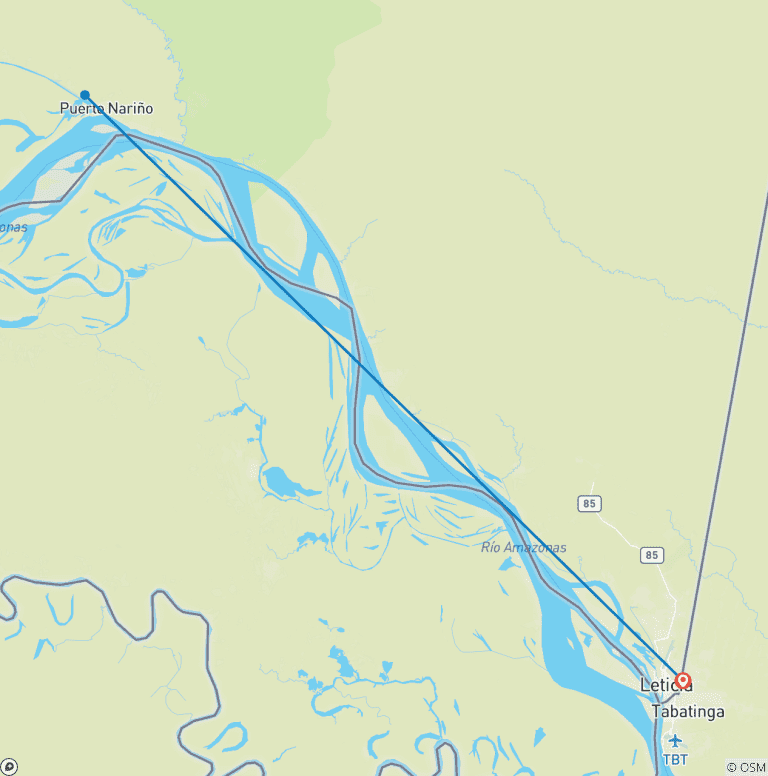 Map of Escape to the Amazon 3-Day Tour