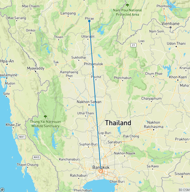 Map of Private Bangkok Highlights in 3 Days 2 Night: Temples, Culture & River Cruise