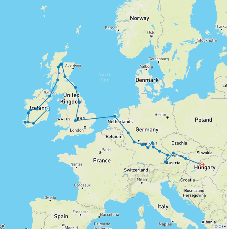Map of Jewels of Europe with Majestic Britain & Ireland 2026