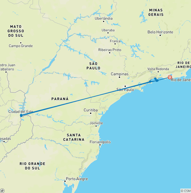 Map of Brazil Green & Gold: Rio, Iguazu Waterfalls, Paraty & Ilha Grande