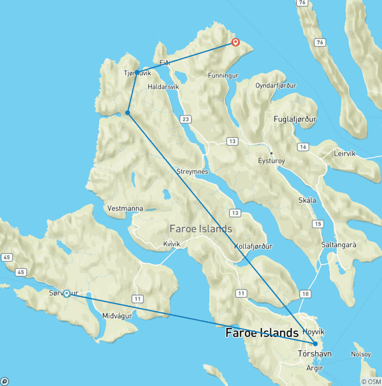 Map of Faroe Islands Express - 5 days