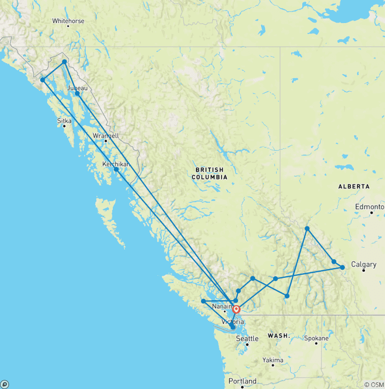 Map of Spectacular Rockies & Alaska Cruise