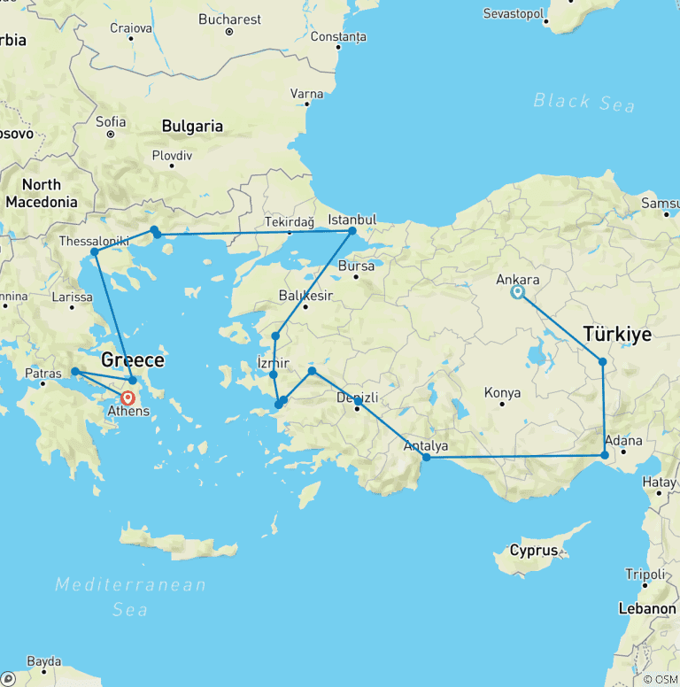Map of 20 Day St. Pauls Missionary Tour