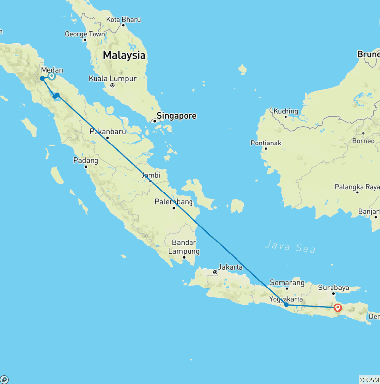 Map of Highlights of Indonesia - Discover Sumatra and Java (Private Tour)