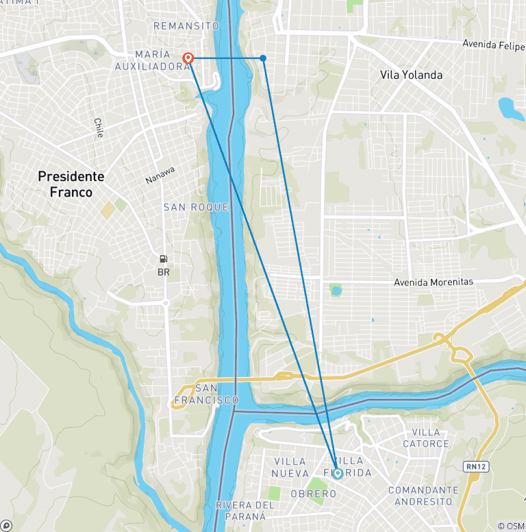 Map of 3-Day Iguazu Falls Tour - Argentine & Brazilian Sides with Transfers