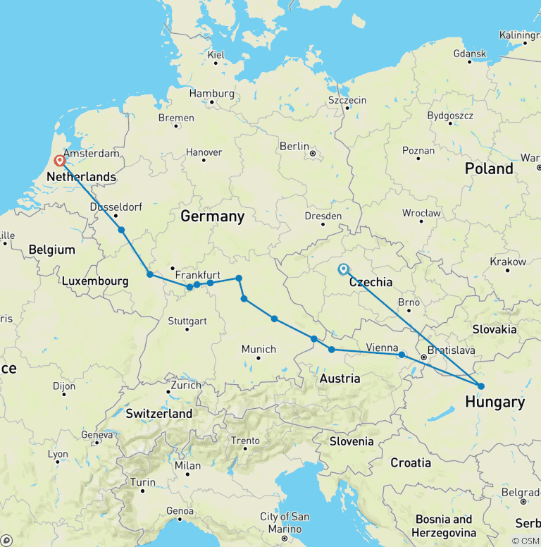 Map of Christmas & New Year with Prague 2027 - 18 Days (from Prague to Amsterdam)