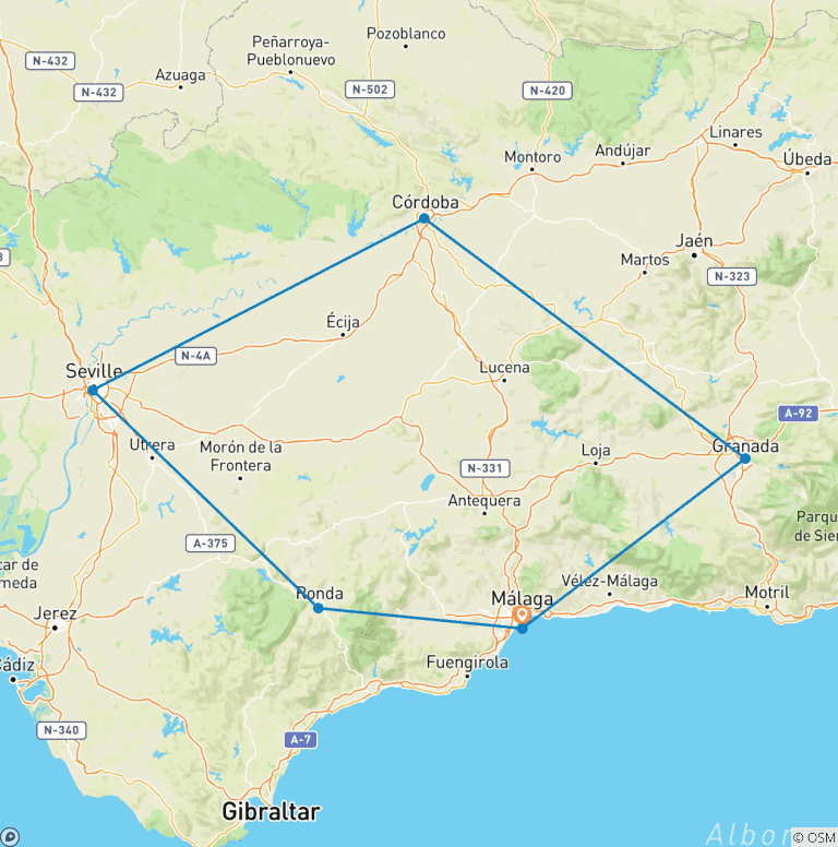 Map of Legends of Andalusia, Spain’s Golden Cities