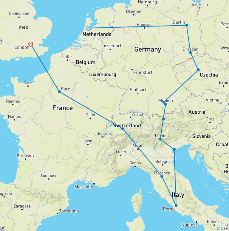 Map of European Whirl (Standard ( Until Mar '27), Winter, Start Amsterdam, Classic)