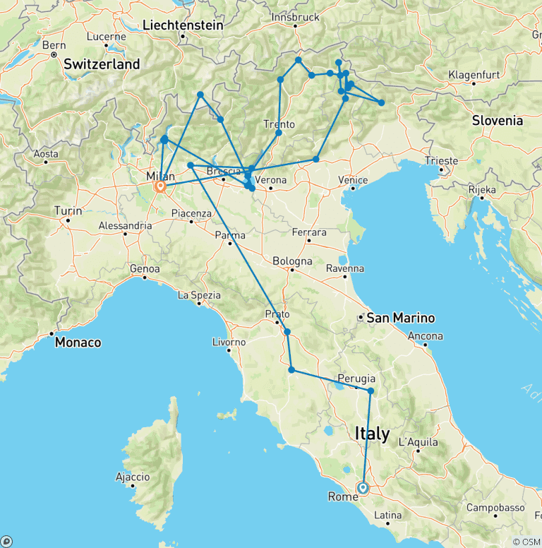 Map of Italy’s Grand Tour