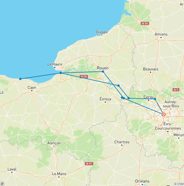 Map of Sensations of the Seine & Normandy with Paris 2027/2028 - 10 Days (11 destinations)