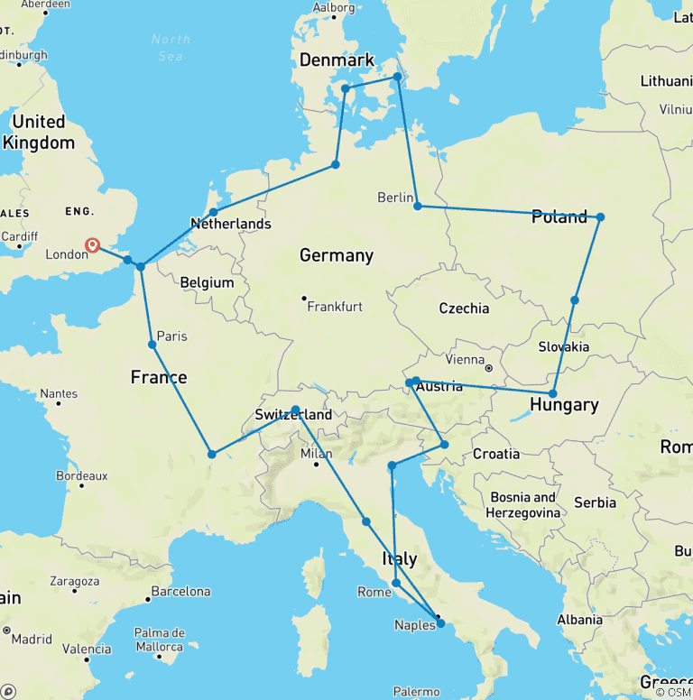 Map of European Vistas (Start Amsterdam)
