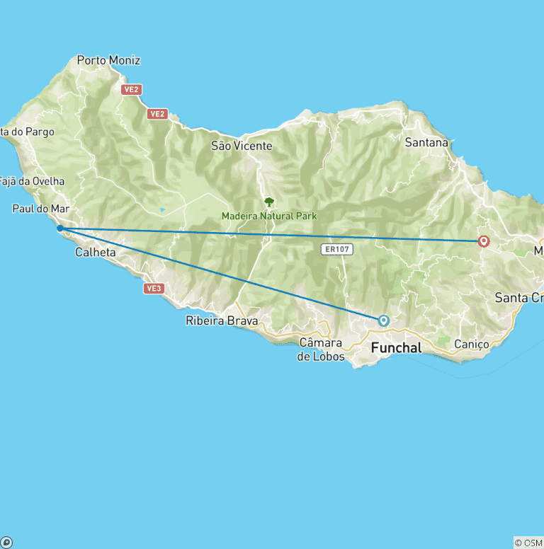 Map of Hiking in Madeira