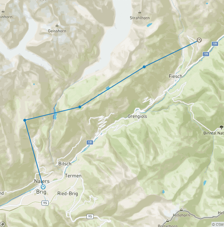 Map of Hiking holidays Aletsch panorama trail Wallis