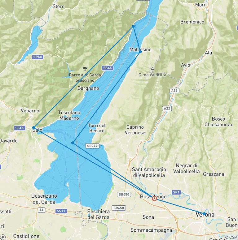 Map of Around Lake Garda 8 Days, 8 destinations