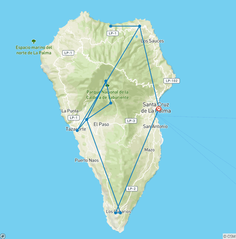 Map of La Palma - Peaks and Gorges of the Isla Bonita 8 Days