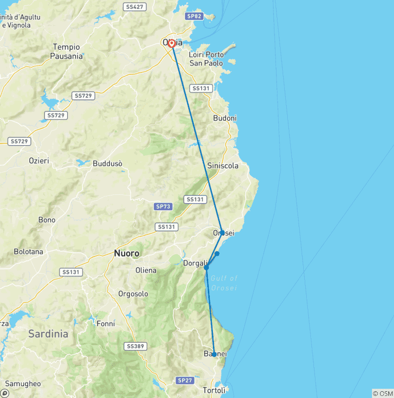 Map of Sardinia for Singles and Solo Travelers 8 Days