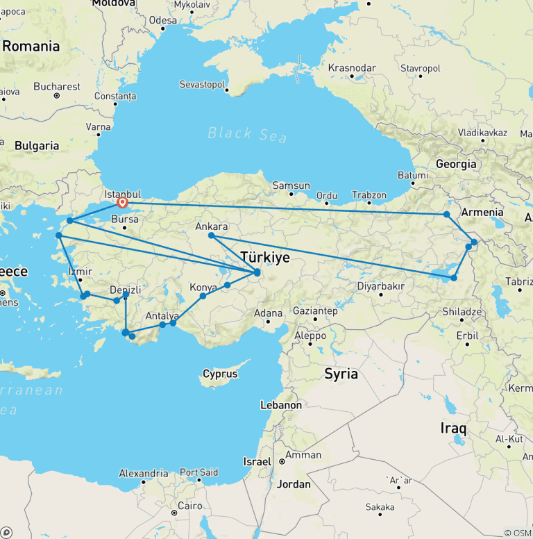 Map of Turkey Encompassed - 19 days