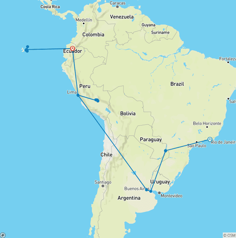 Map of South America Revealed (Galapagos North And Central Cruise)