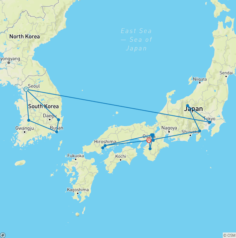 Map of Epic South Korea & Japan - 26 days