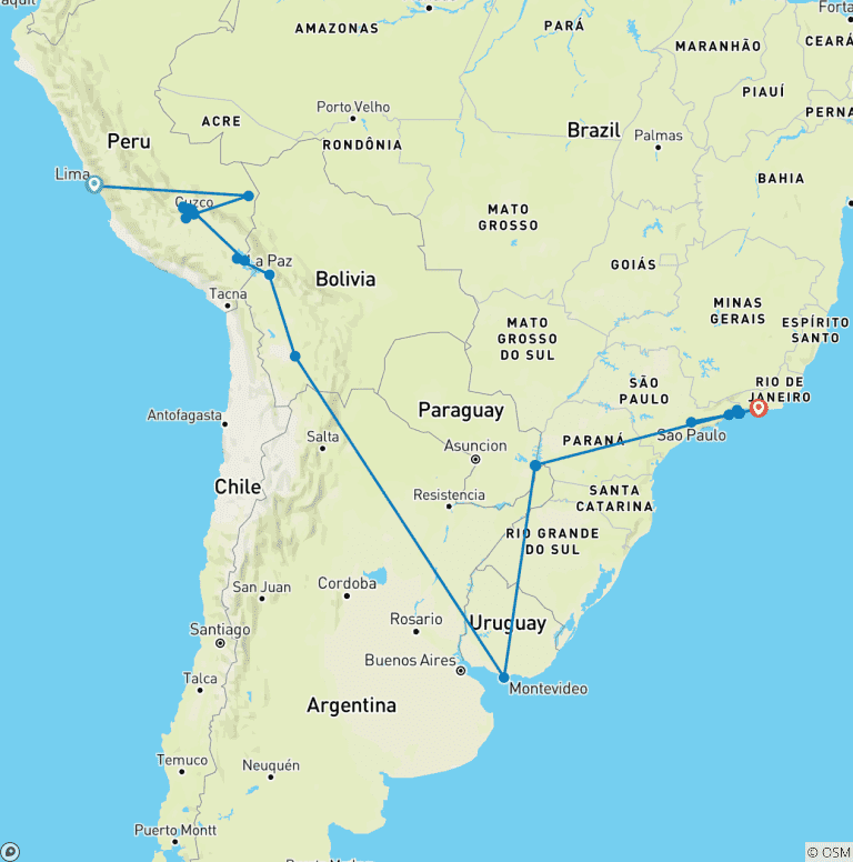 Map of Epic South America (37 destinations)