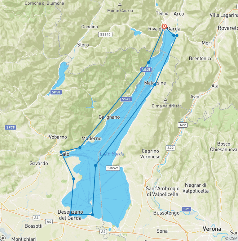 Map of Around Lake Garda with Charm 8 Days