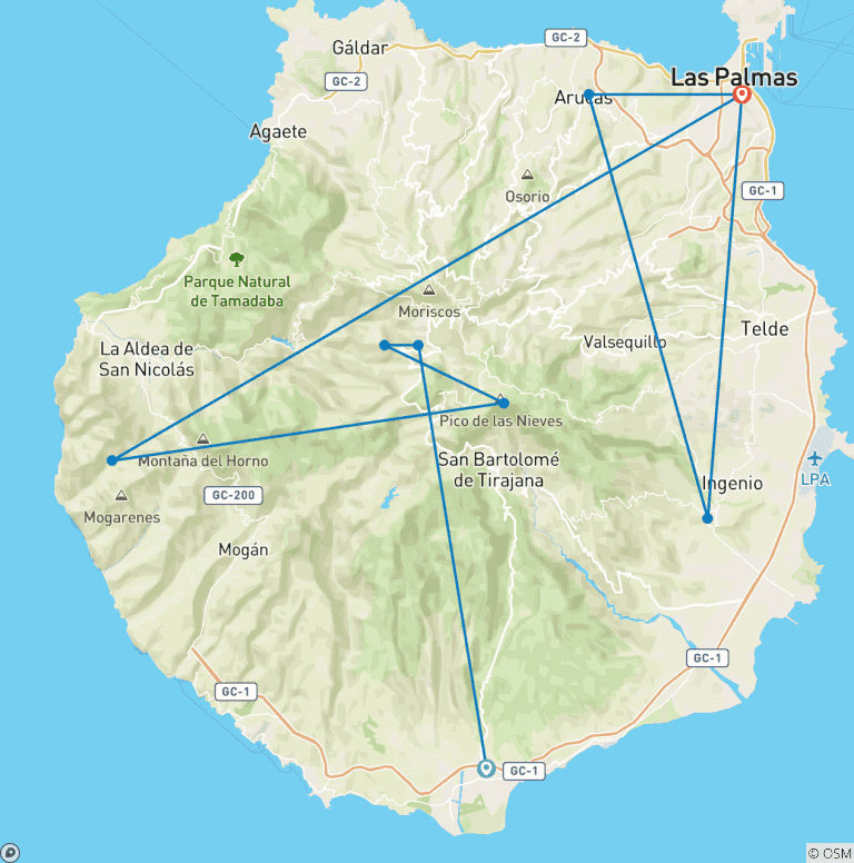 Map of Gran Canaria: Island of contrasts