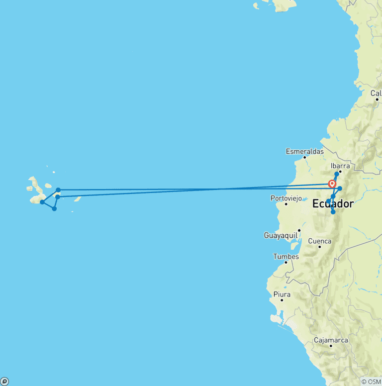 Map of Mainland Ecuador and Galapagos Cruise