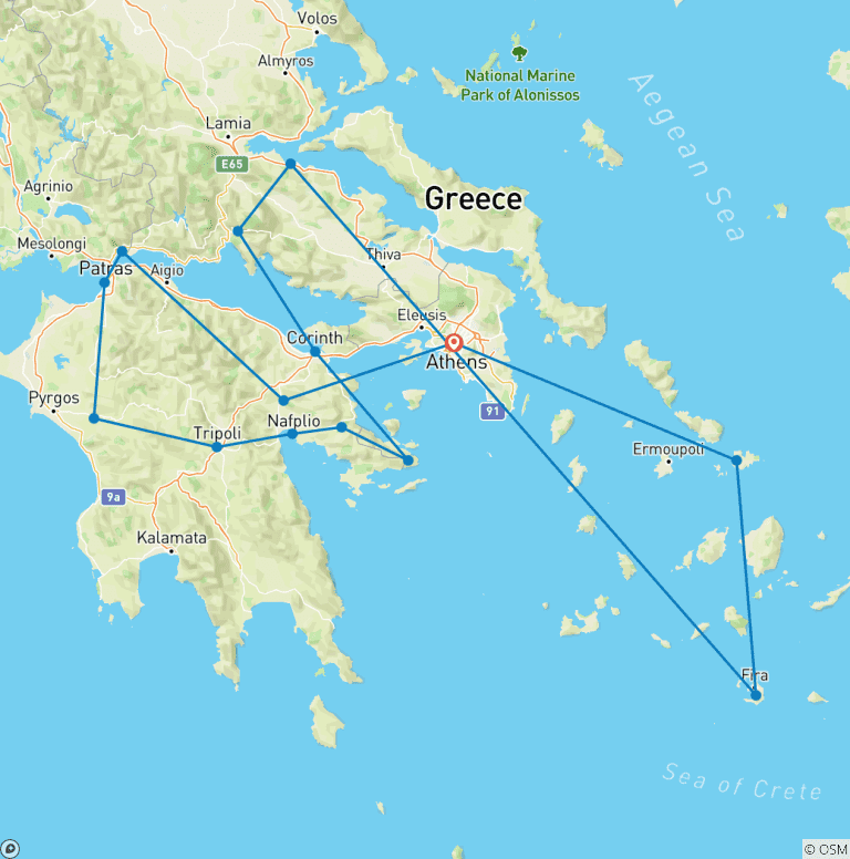 Map of Greek Islands, Northern Greece and Peloponnese