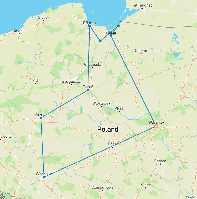 Map of Northern Poland Tour