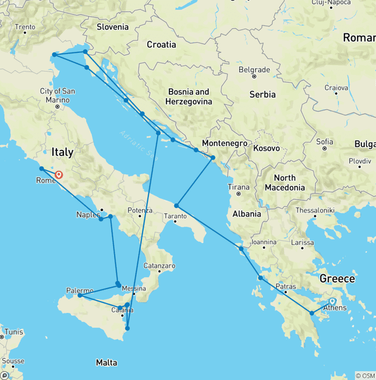 Map of Ultimate Gems of the Greek Islands, Adriatic & Amalfi Coast