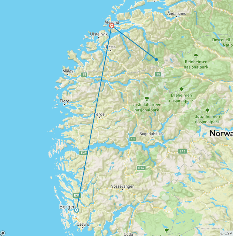 Map of Western Norway in a Nutshell 7 Days