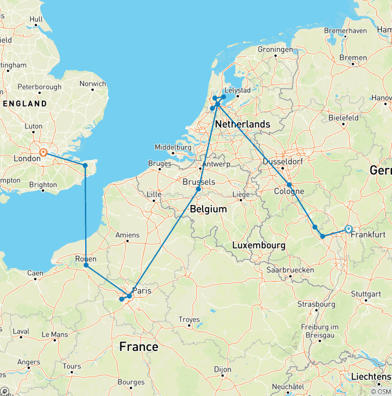Map of From Frankfurt to London GO