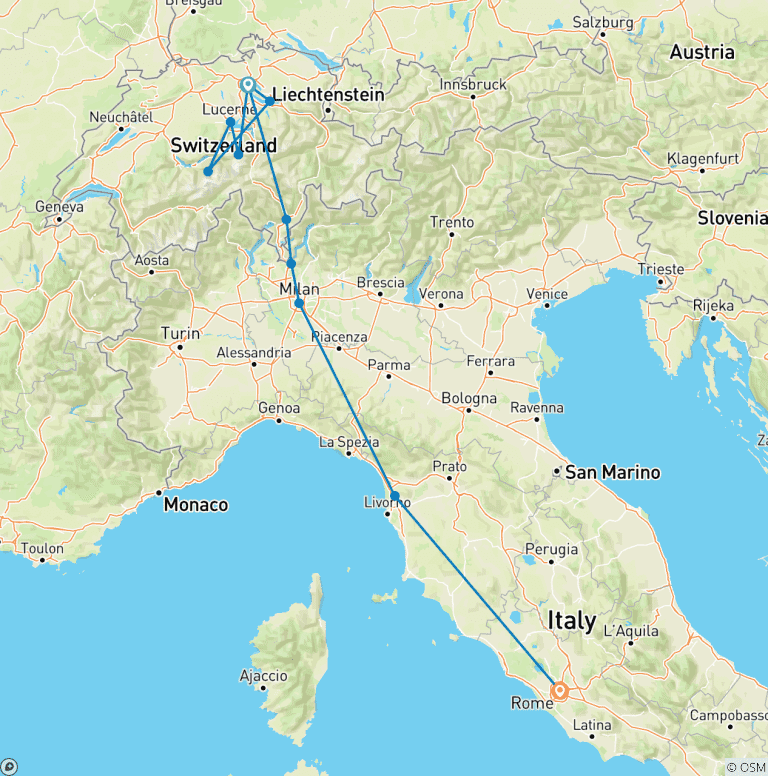 Map of Swiss and Italian Spotlight GO
