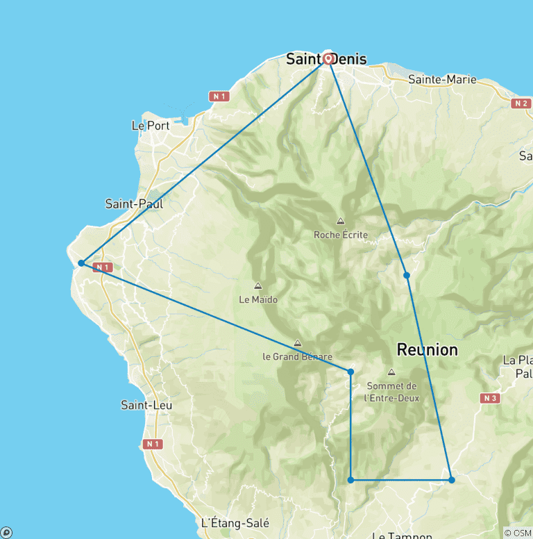 Map of La Reunion - Island of a thousand faces