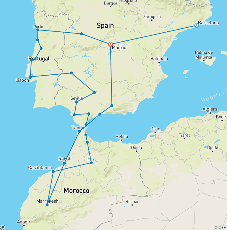 Map of Iberian & Moroccan Grand Tour: Small Group Journey