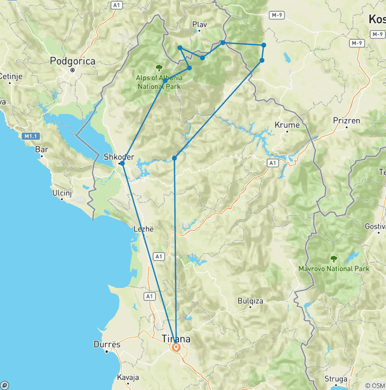 Map of Peaks of the Balkans