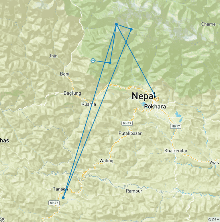 Map of Annapurna Base Camp Short Trek