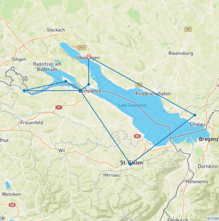 Map of Lake Constance - Guided Cycle Tour - Three Countries Tour 7 Days