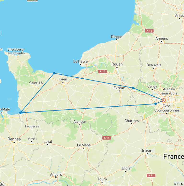 Map of Explore Paris and Its Surroundings: 7-Day, 6-Night Multiday Tour